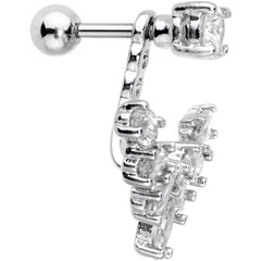 1/4 Clear Gem Darling Fan Dangle Cartilage Tragus Piercing