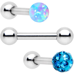 16G 1/4 Aqua Faux Opal Ball Cartilage Tragus Earring 3 Pack Set
