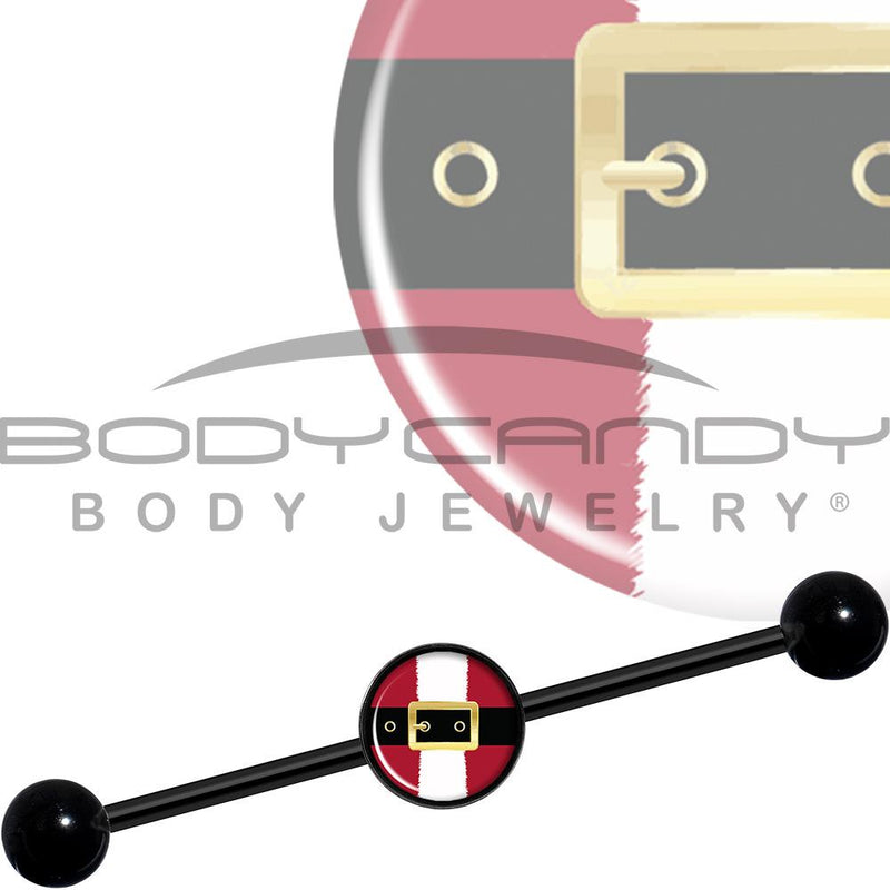 14G Christmas Santa Suit Black Industrial Barbell 37mm