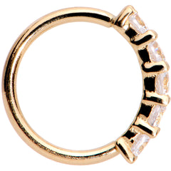 18G 1/4 Clear CZ Gem 14k Yellow Gold Seamless Circular Ring