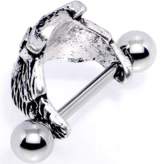16G 1/2 Black Gem Flying Owl Helix Cuff Cartilage Earring