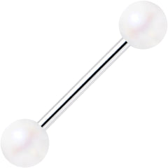 Matte Iridescent White 6mm Acrylic Ball Barbell Tongue Ring