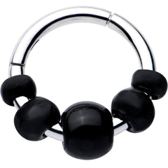16G 5/16 Black Chunky Beads Hinged Segment Ring
