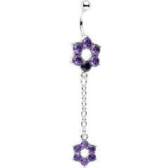 Pretty Purple Gem Sway with the Wind Flower Dangle Belly Ring