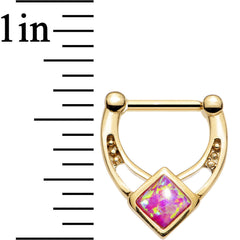 16G 5/16 Pink Faux Opal Gold PVD Glamour Septum Clicker