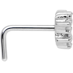 20G Clear CZ Heart Faux Hoop L Shaped Nose Ring