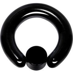 4G 9/16 White Faux Opal 7mm Disc Black IP BCR Captive Ring