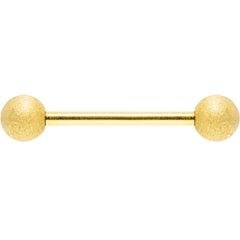 Gold Color PVD Sandblasted Barbell Tongue Ring