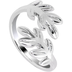 Rhodium Plated Budding Leaves Toe Ring