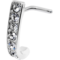 18G Clear CZ Sleek Faux Hoop L Shaped Nose Ring