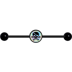 14G Pink Green Plaid Heart Skull Black Industrial Barbell 37mm