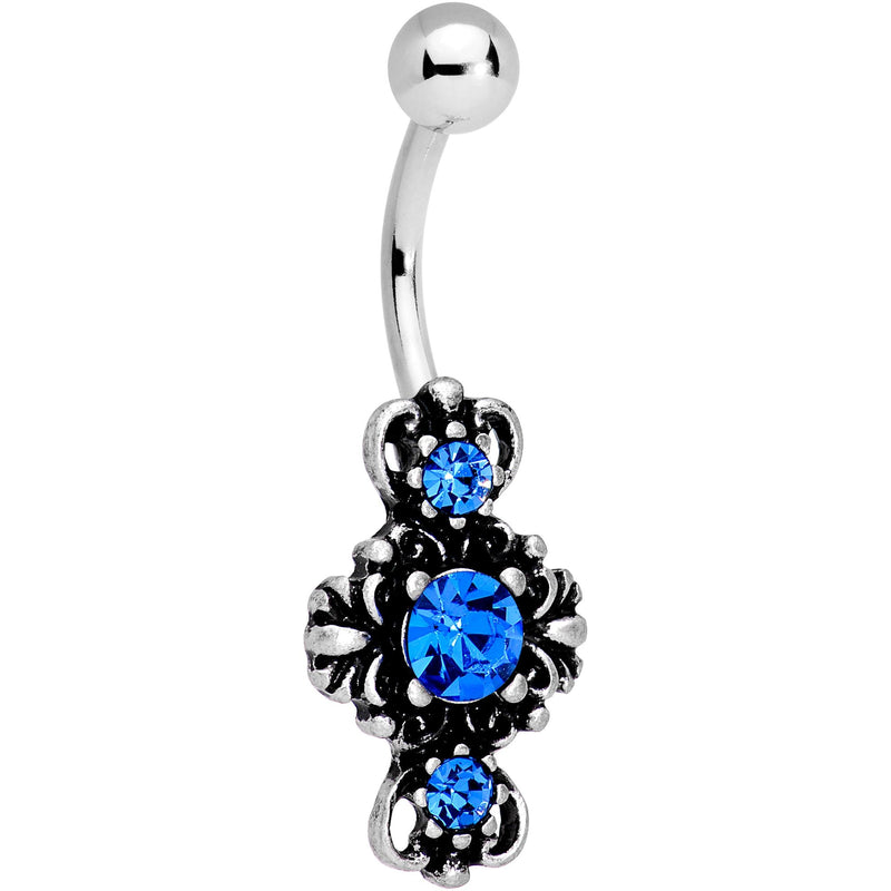 Blue Gem Victorian Frame Belly Ring