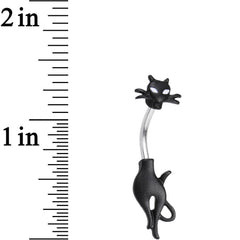 Clear Gem Sleek Black Cat Double Mount Belly Ring