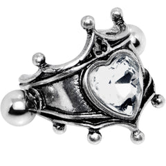 16G 1/2 Clear Gem Queen of Hearts Cuff Cartilage Earring