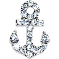 16G 1/4 Clear Gem Nautical Anchor Cartilage Tragus Earring