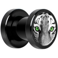 Black White Tiger Eyes Black Anodized Screw Fit Plug Set 2G