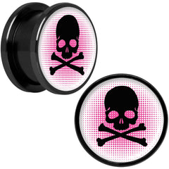 Pink Black Skull Black Anodized Screw Fit Plug Set 5/8