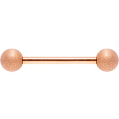 14G 5/8 Rose Gold Color PVD Sandblasted Barbell Tongue Ring