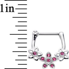 16G 5/16 Pink Gem Field of Flowers Septum Clicker