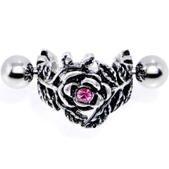 16G 1/2 Pink Gem Floral Wreath Cuff Cartilage Earring
