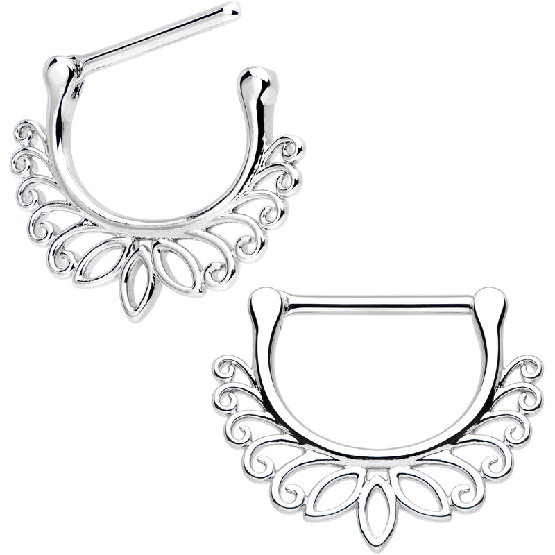 14G 7/16 Leafy Lotus Flower Nipple Clicker Set