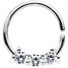 18G 5/16 Clear Cubic Zirconia Stainless Steel Circular Ring