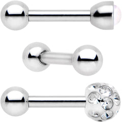 16G 1/4 Clear Gem Inlay Cartilage Tragus Earring 3 Pack Set