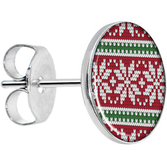 Red Green Christmas Sweater Stud Earrings