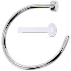 20G 3/8 Pack Set of 5 Assorted Stainless Steel Nose Hoop Rings