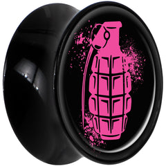 Black Acrylic Pink Grenade Saddle Plug Set 5/8