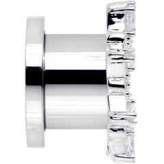 1/2 Clear Gem Flower Frame Screw Fit Tunnel Plug Set
