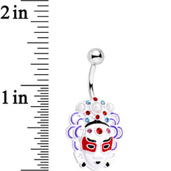 Aqua and Red Gem Performing Artisan Mask Belly Ring