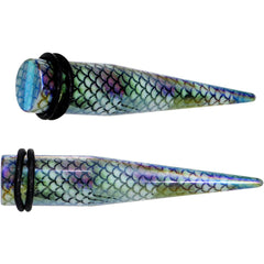 Rainbow Acrylic Mermaid Scale Straight Taper Set 14G to 12mm