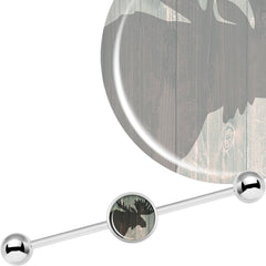 14G Holiday Rustic Wood Moose Industrial Barbell 37mm