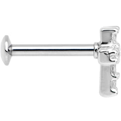 5/16 Clear CZ Internally Threaded Cross Labret Monroe