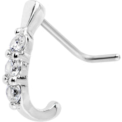 20G Clear CZ Gem Faux Hoop L Shaped Nose Ring