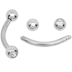 16G 5/16 CZ Gem Internally Threaded Curved Eyebrow Ring Pack Set of 8